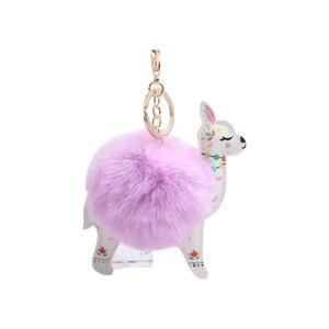 NWT Lama Purple Pouf Keychain Bag Charm